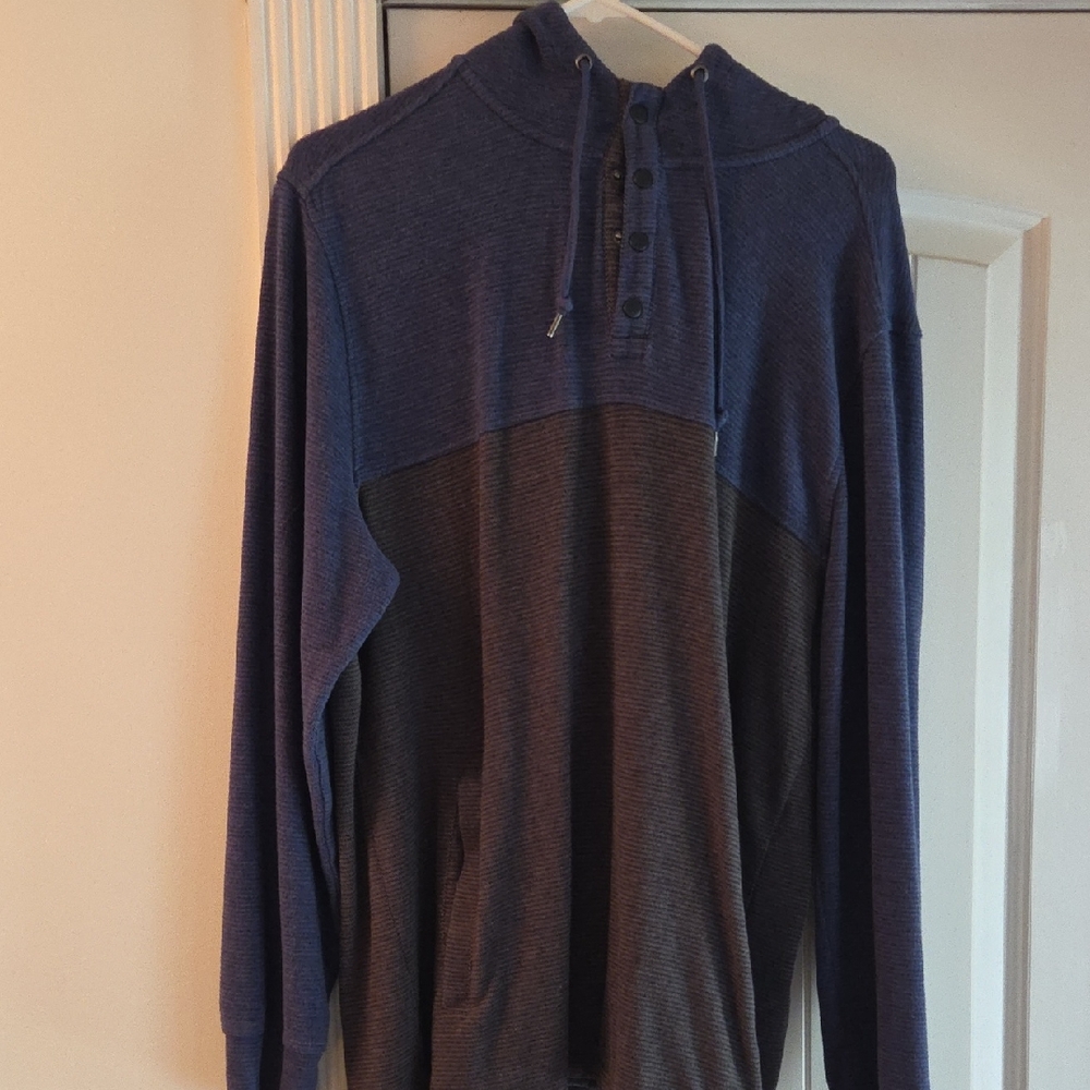 Flag And Anthem Bllue and Gray Hooded Pullover